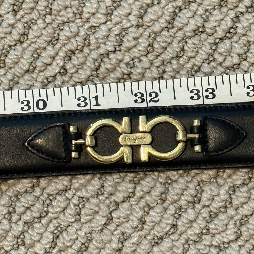 Salvatore Ferragamo Black Leather Gancini Belt with Gold Hardware - Picture 7 of 10